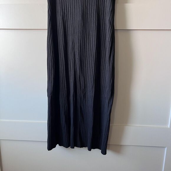 Rachel Zoe Dress Womens Large Black Ribbed Knit Tank Midi Sleeveless Scoop Neck - Picture 4 of 9